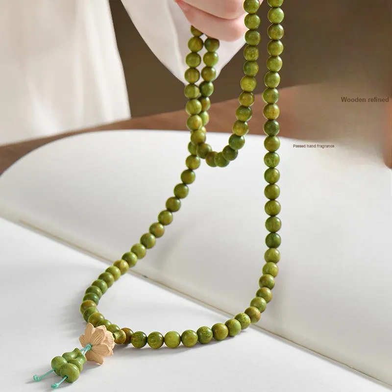 Xiang Yin Green Sandalwood Good Fortune And Prosperity Birthday Commemoration Buddhist Bead Beaded Bracelet Unisex-2