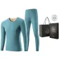 Men's Clothing Sets (Autumn Blue) German Fleece Heating/Seamless Round Neck/Mulberry Silk Skin-Friendly