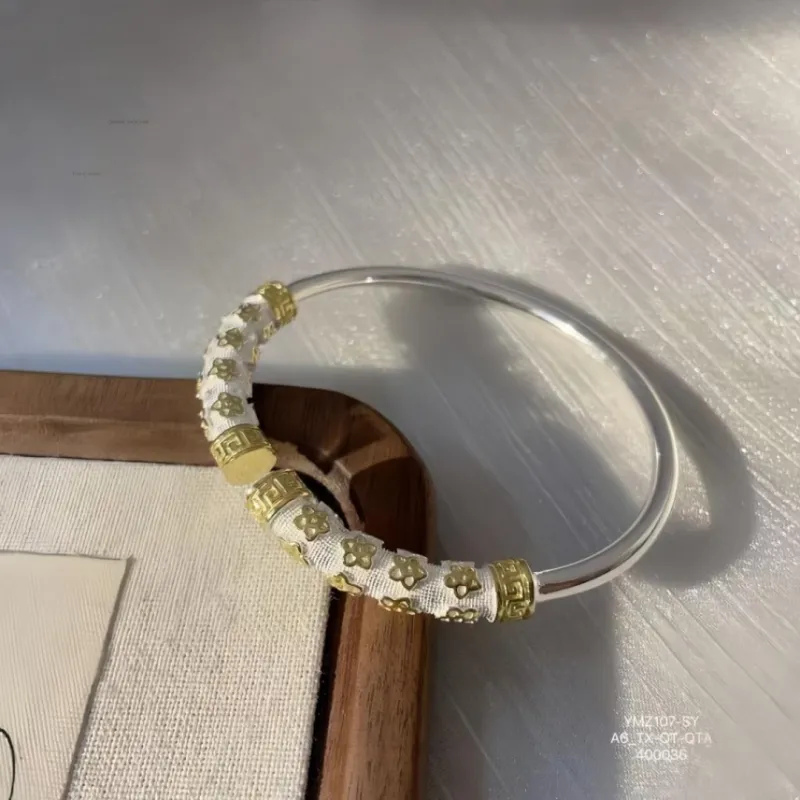 Stone On The Line 999 Fine Silver Bangles Women's-4
