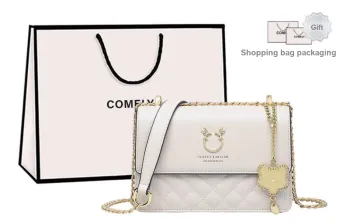 COMELY Cow Leather Patchwork Synthetic Leather Small Square Bag Shoulder Bag Girlish Crossbody Bag Regular Women's Ecru