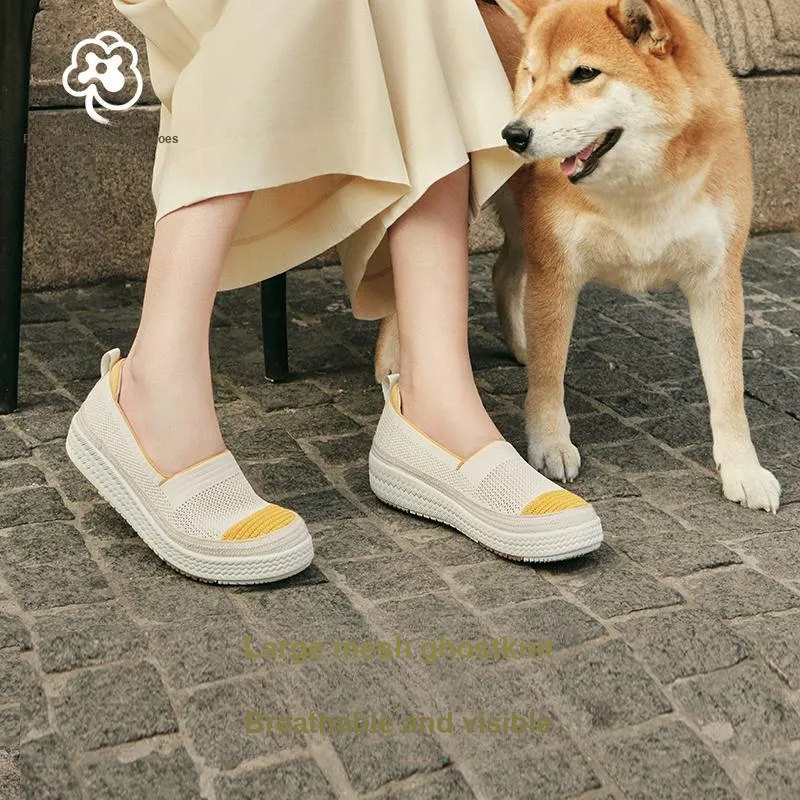 PANSY Panxi Japan Women's Slip on Espadrilles Flyknit Breathable Comfortable Color Block Women's-3