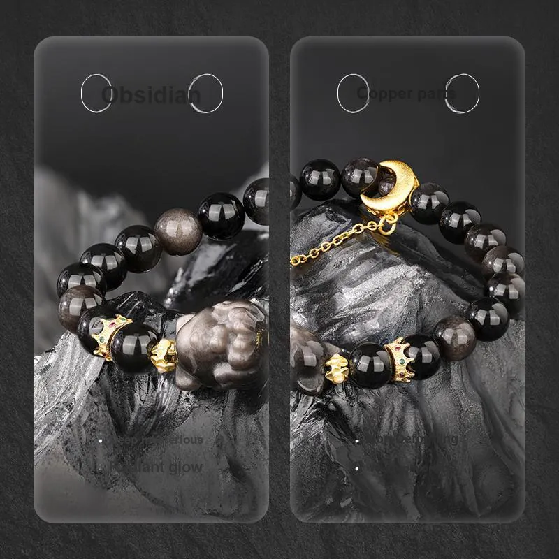 JINLIUFUJIXIANG Natural Obsidian Bracelets Unisex-3