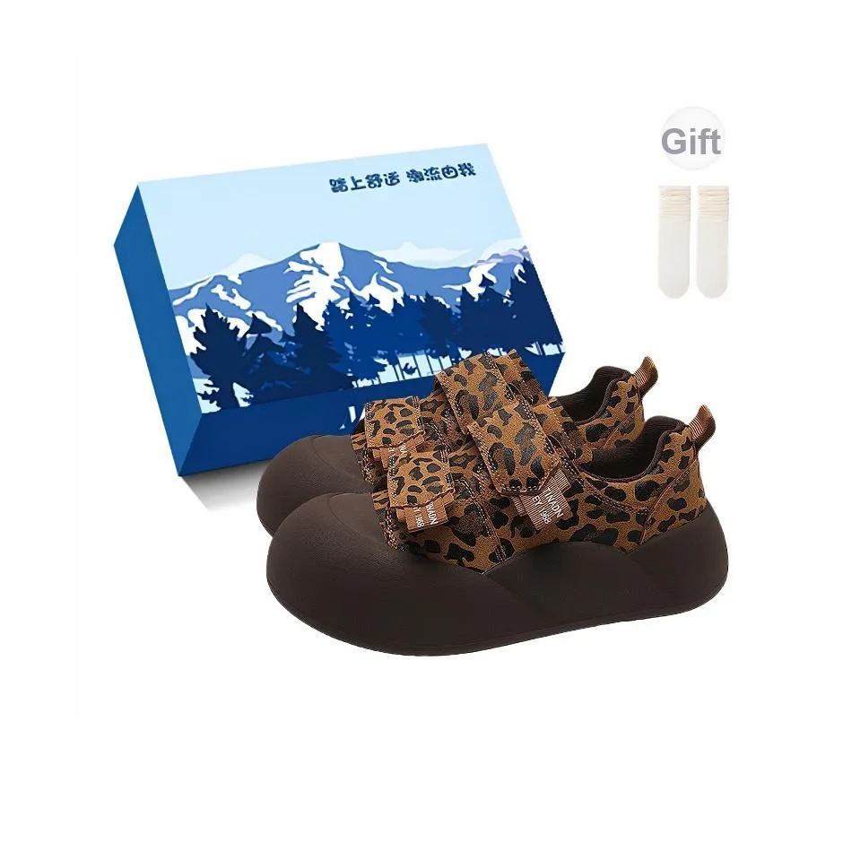 Fawn Miri Амортизаторы Slip-Resistant Низкий Топ Повседневная Обувь Женская Леопардовый Печатный