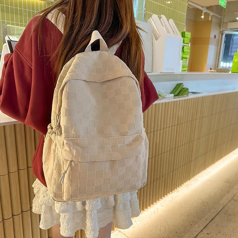 BRABOSTON Corduroy With Nylon Backpack Unisex Black/Khaki/Pink/Blue-12