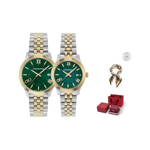 FERRAGAMO Business Collection Кварцевые часы механизм ремешок из нержавеющей стали 40 зеленый циферблат унисекс