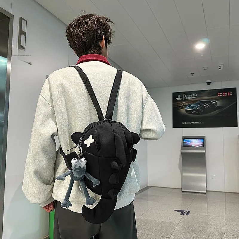 Single Warehouse Nylon Backpack Unisex White/Gray/Black-15