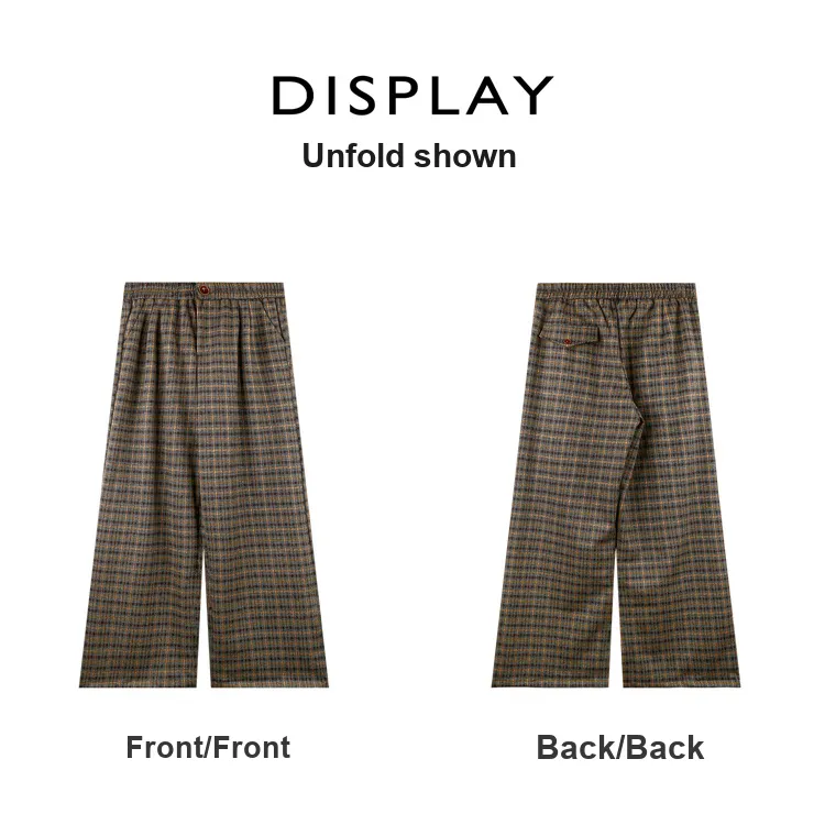 Migu Casual Pants Women's Green Coffee Plaid-1