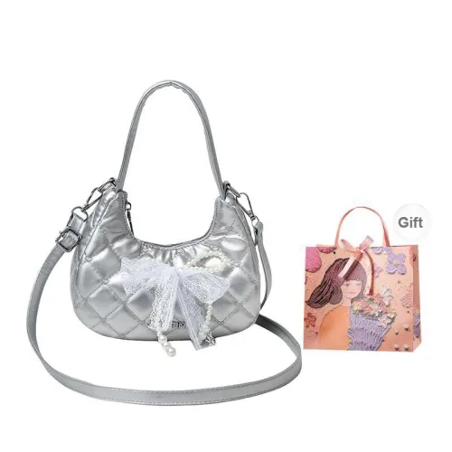 PARK DANCE PU Crossbody One Shoulder Handbag Women's Pink/Black/Ecru/Silver