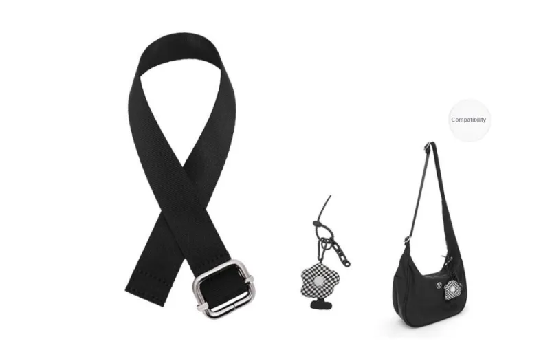 Lan Bao Fan Nylon Canvas Adjustable Conversion Extension Strap Shoulder Strap Crossbody Handbag Merch Unisex Black-5