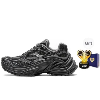 OGR Cushioning, Breathable, Height Increasing Low Top Casual Running Shoes Unisex Black OG BLACK