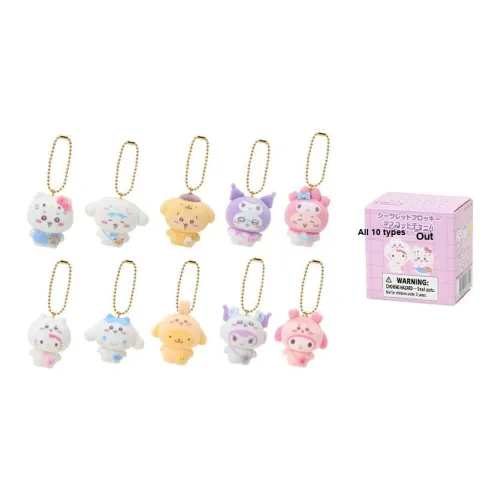 Санрио Mysterious Flock Charm Слепая Коробка 10 для 1 Blind Box Полная Коробка