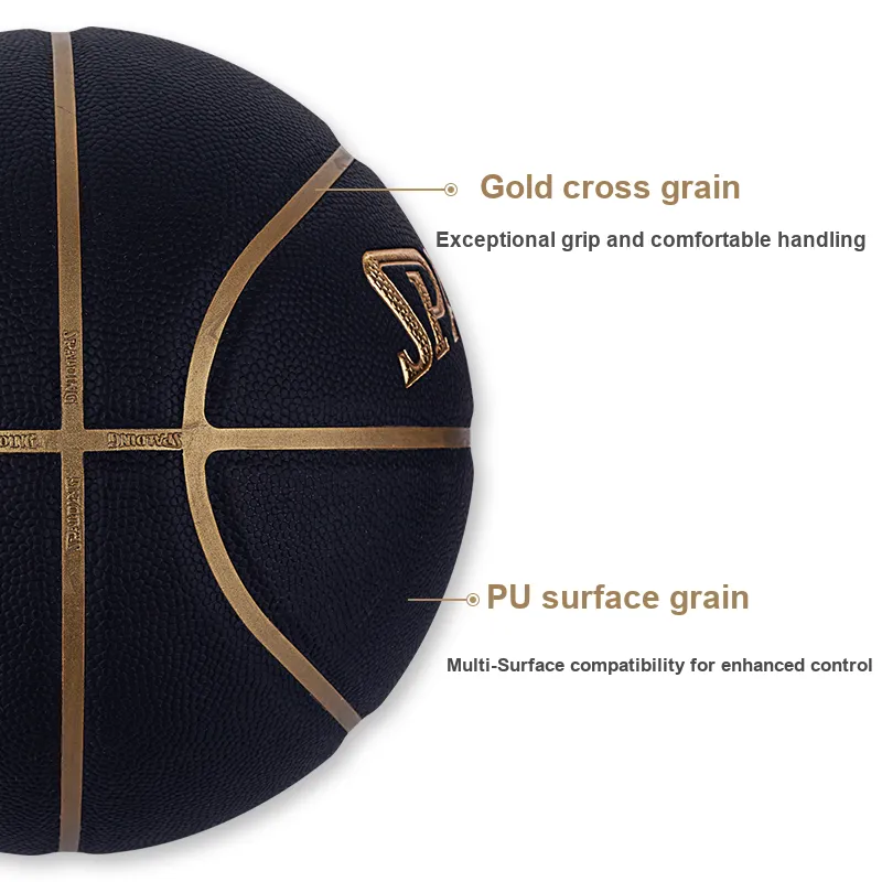 SPALDING GOATS Training Series PU Basketball Black Gold Size 7 Ball Training Unisex-4