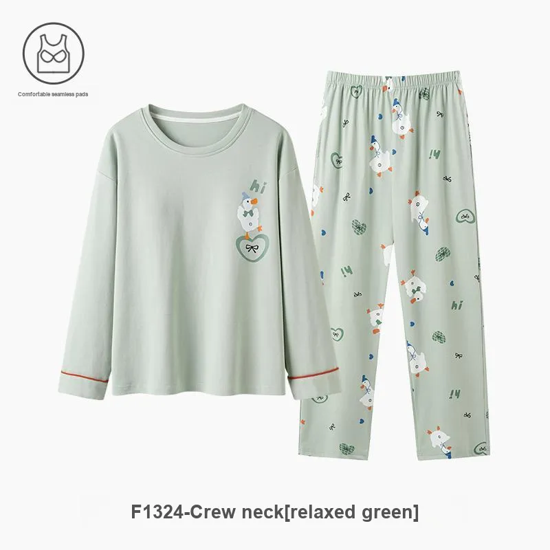 ZAO FU NIAO Pajama Set Women's Relax Green-1