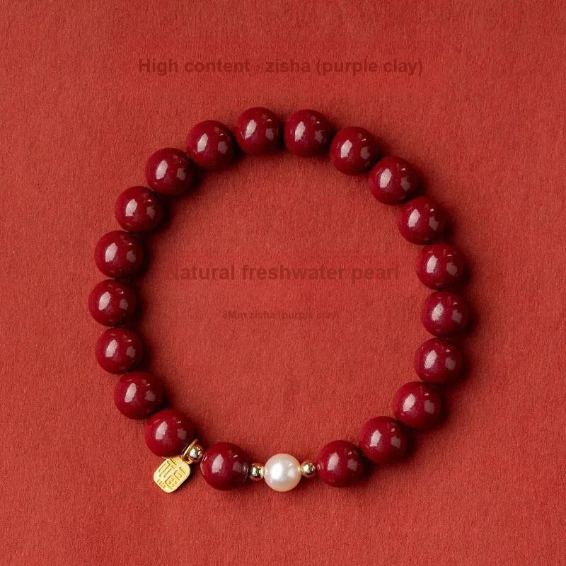 WUMZK Reconstructed Cinnabar Bracelets Unisex-3