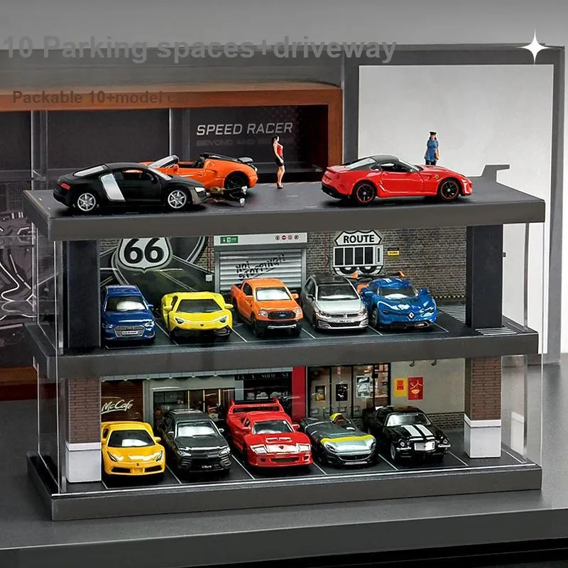 Kavi Car Model Parking Lot Garage Scenario Dollhouse Cars By Meccano Model Accessories 1 64-2