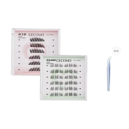 GECOMO Наклонный Flying Стиль + Двойной Кончик Подсолнух Клей Бесплатно Искусственные Надводки Комбинация Естественный Увеличение Длина Стиль