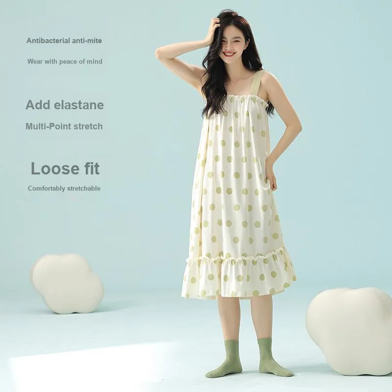 XIAFENYAN Nightgown Women's Light Green-2