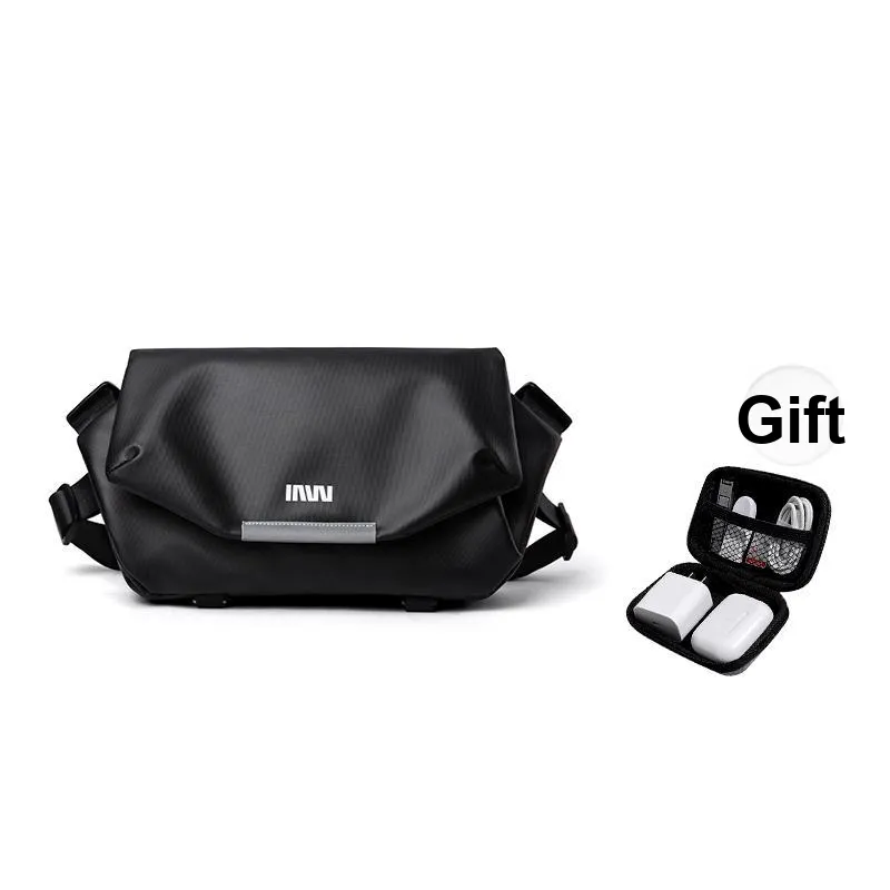 SEPTWOLVES Artificial Leather Urban Techwear Cycling Bag For Students, Commute, Workwear, Crossbody Bag QPL Men's Black