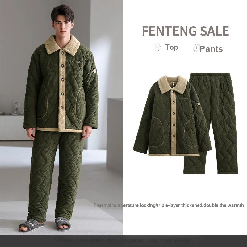 FENTENG Pajama Set Men's Olive Green-2