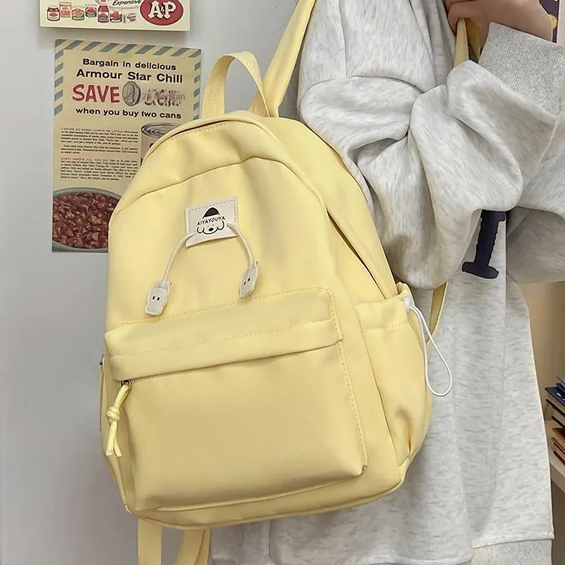 Cwatcun Polyester Backpack Unisex Ecru/Pink/Blue/Yellow/Black-11
