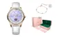 Rose Case Purple Shell White Dial Leather Strap