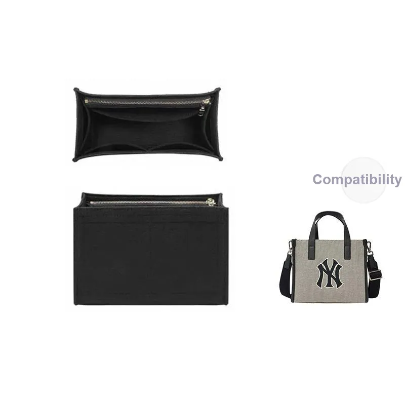 Felt Bag Insert Lining, Storage Mlb, Square Tote, Medium Bag, Zipper Support, Single Purchase, Bag Strap Women's Beige-13