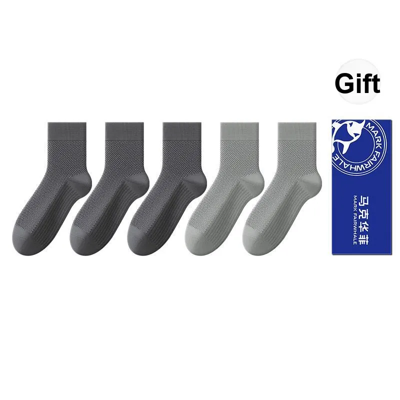 FAIRWHALE Mid Calf Socks Men's 5 Pack Gift Box Set-10