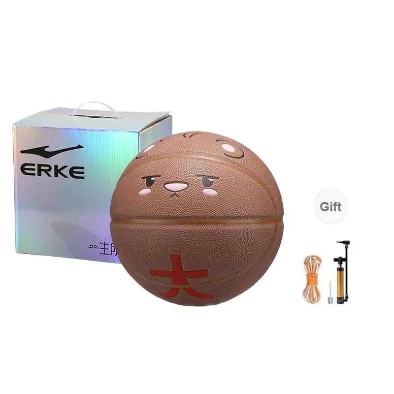 Erke x NANIANNATUNAXIESHIER Rubber Basketball Brown Size 7 Ball Training Unisex-3