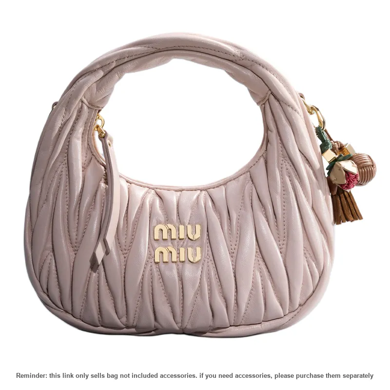 MIU MIU Wander Series Lambskin Crescent Bag Handbag Small Size Women's Pink-5