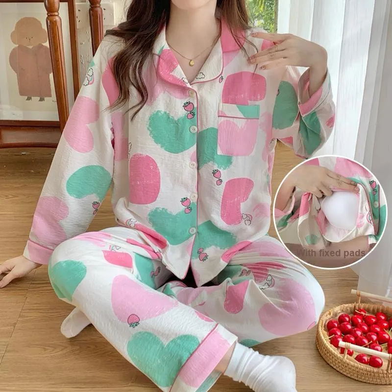 CAIHENGTONG Pajama Set Women's Multicolor Heart-2