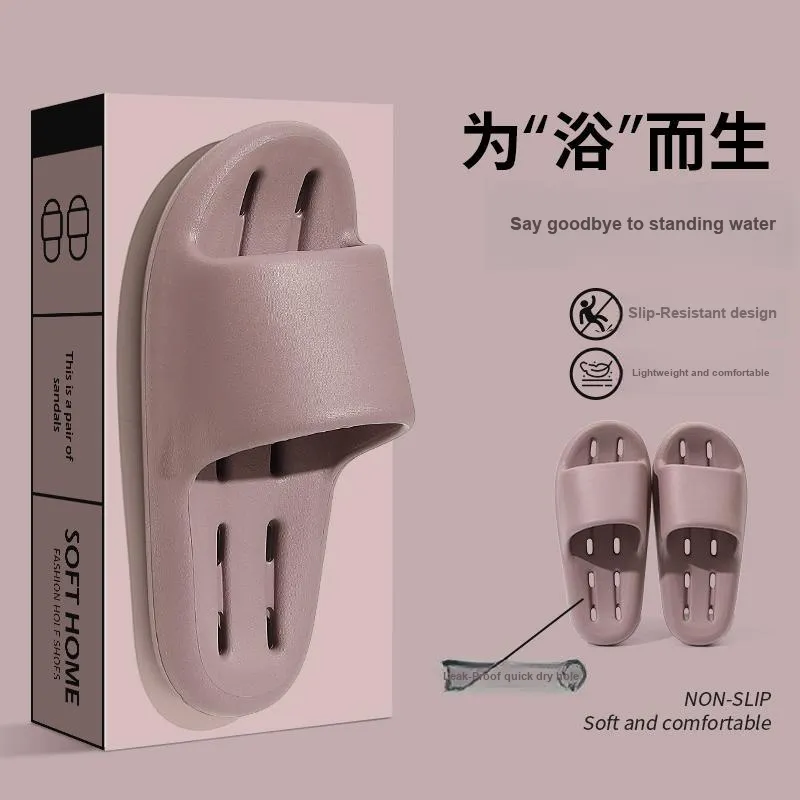 Foot Recreation Summer Bathroom Bathing Anti Slip And Wear Resistant Comfortable Home Slippers, Unisex-17