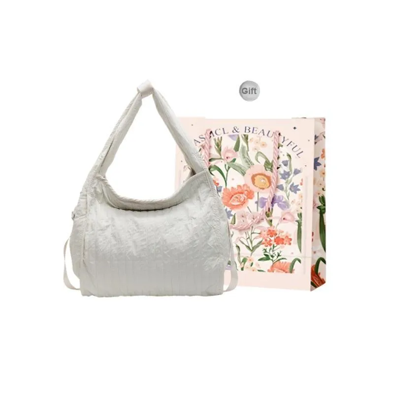 Gerlanx Fabric Tote Shoulder Bag Handbag Unisex White/Black-0