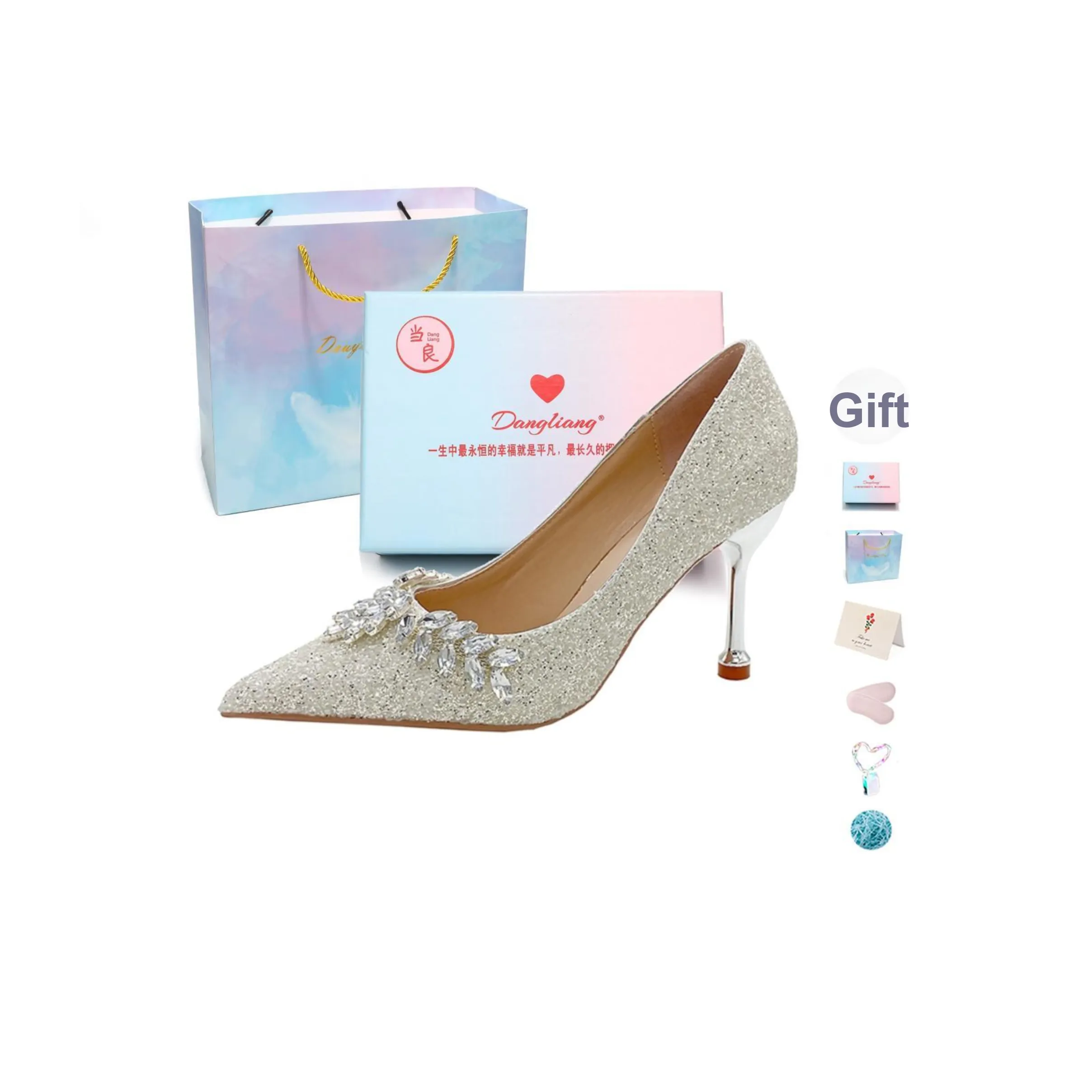 Be Good Высокие каблуки Женские Серебряные Подарочный набор в коробке