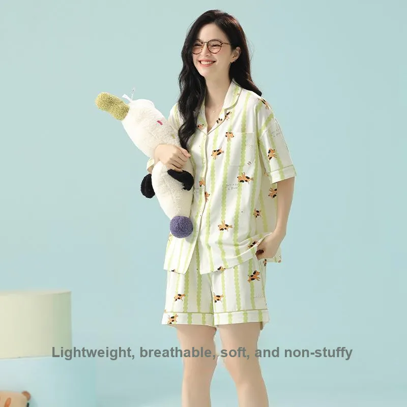 XIAFENYAN Pajama Set Women's Green-4