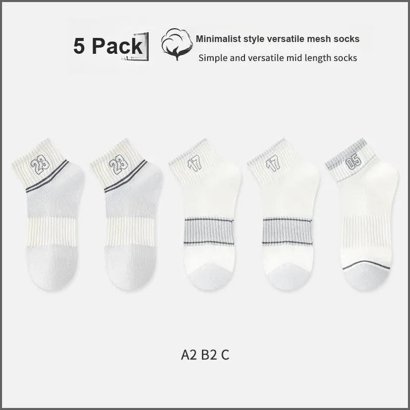BOBONVSHEN Mid Calf Socks Unisex 5 Pack-1