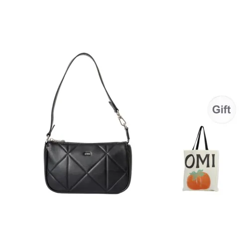 OMI Synthetic Leather Shoulder Bag Regular Women's Deep Black/Cream White/Milk Chocolate Brown/Pastel Pink