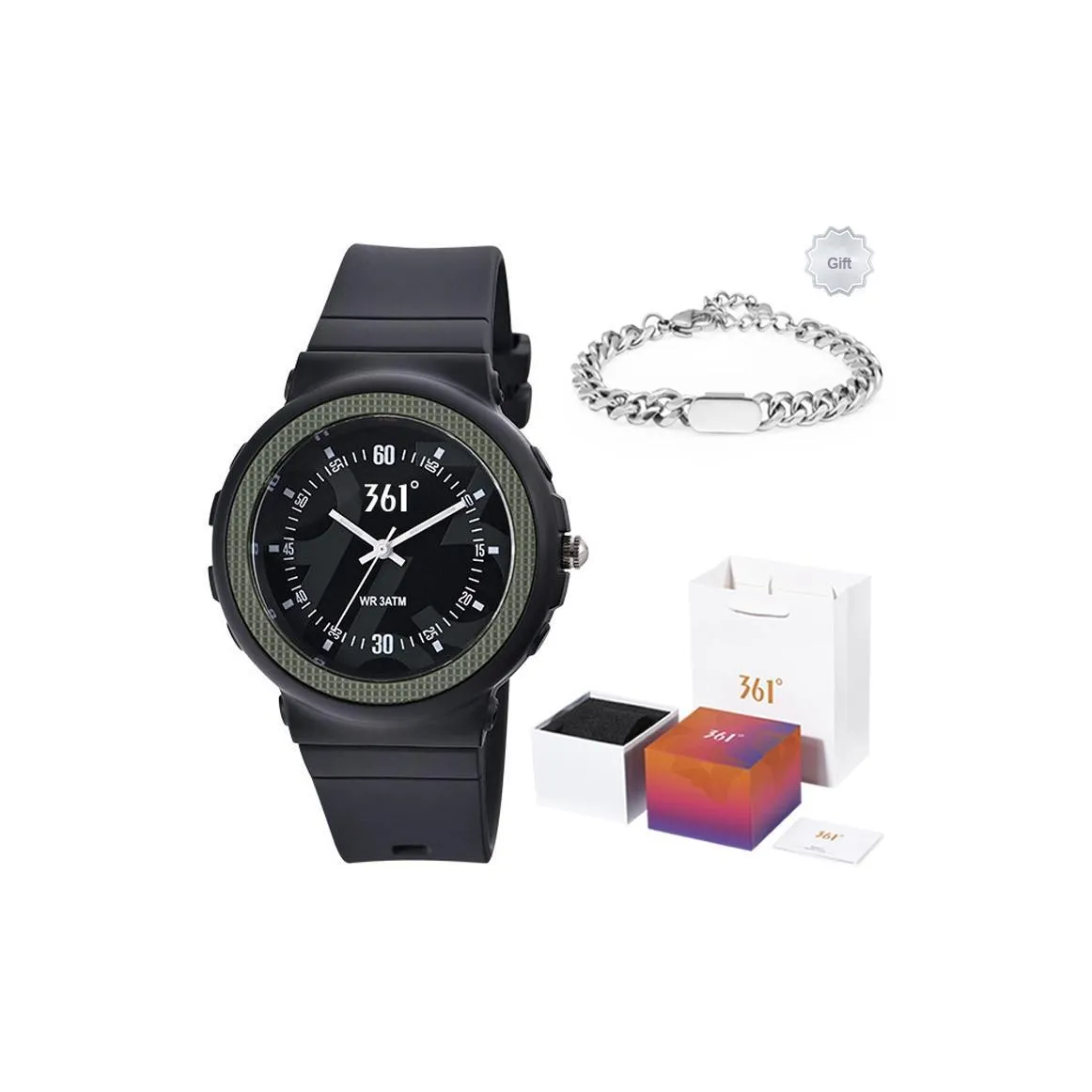 361° Кварцевый механизм Часы Унисекс Черный циферблат