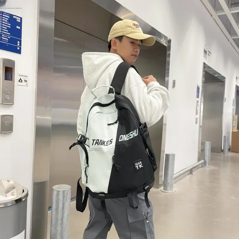 URBAN FOREST Nylon Backpack Unisex White/Red/Green/Blue-20