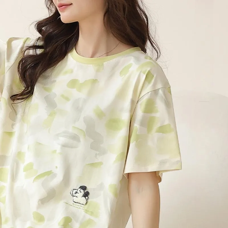 XIN1BU Pajama Set Women's Spring Morning Green-1