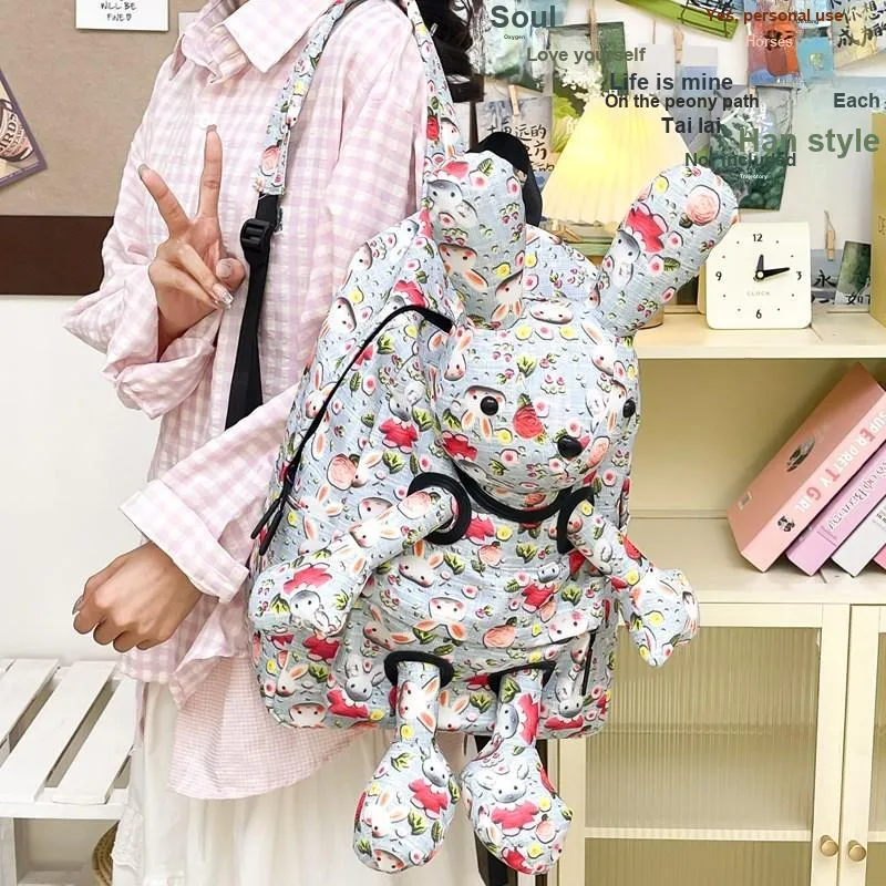 Wolfhorse Oxford Backpack Unisex Green/Blue/Pink-10