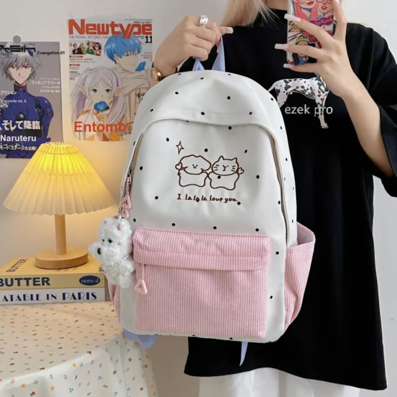 Meow In The Grass Nylon Backpack Unisex Multicolor-17