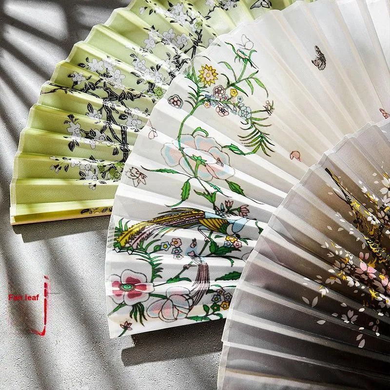 Pleasant Language Twill Damask And Silk Folding Fan-1