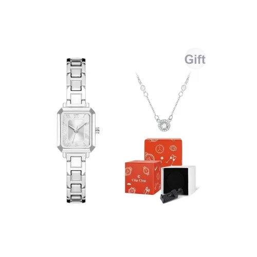 Clip Clop Кварцевый механизм сплав ремешок женские часы серебристый циферблат