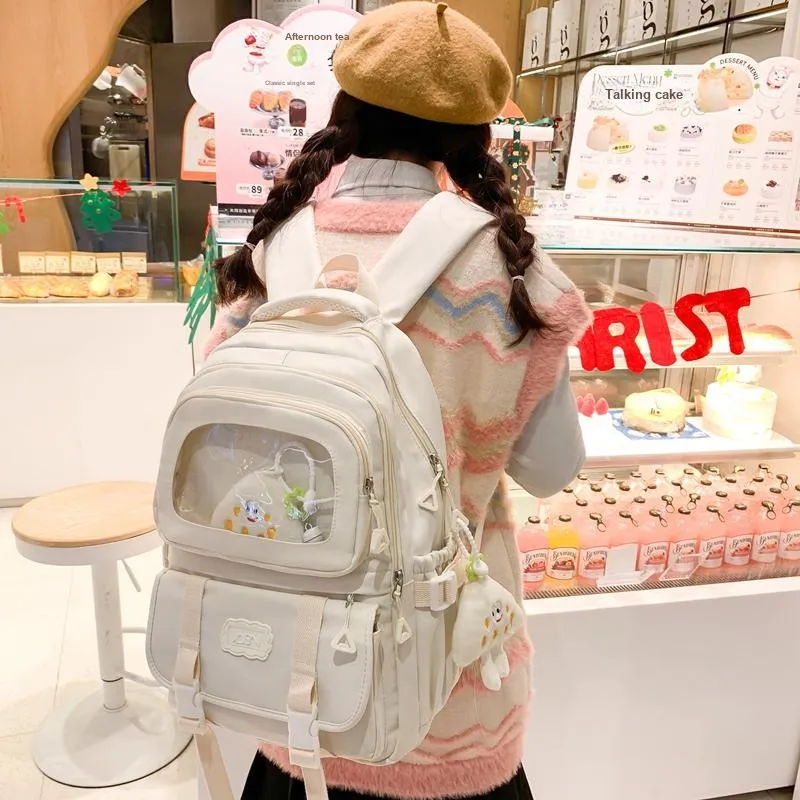 RUIPAI Nylon Backpack Regular Women's Yellow/Ecru/Black/Light Purple/Light Blue-3