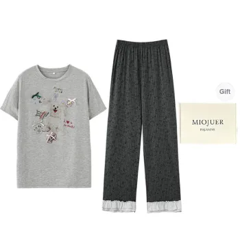 MIOJUER Pajama Set Women's Gift Box Set Light Gray