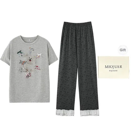MIOJUER Pajama Set Women's Gift Box Set Light Gray