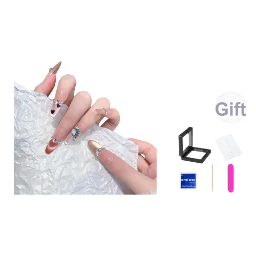 XNTX Сверкающий страз Кошачий глаз PURE Элегантность False Nail Овал Длинный Мягкий Color Series Телесный