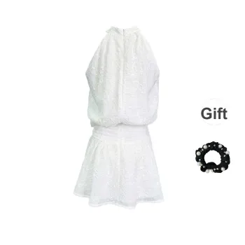 JSUHH Sleeveless Dresses Women's White+Hair Tie Comes With