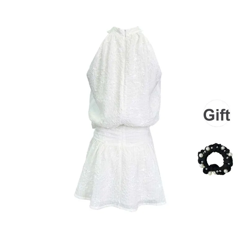 JSUHH Sleeveless Dresses Women's White+Hair Tie Comes With-0
