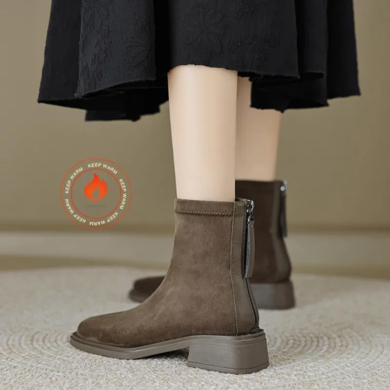 【dme】 Ankle Boots 3.8cm Women's Army Green-1